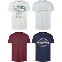 riverso T-Shirt Herren Printshirt RIVLeon Regular Fit (4-tlg) Kurzarm Tee Shirt mit Rundhalsausschnitt aus 100% Baumwolle
