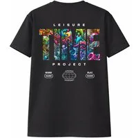 Banco T-Shirt Herren Time Shirt Print (Einzelstück) Großflächiger "LEISURE TIME" Graffiti-Rückenprint mit Word-Art