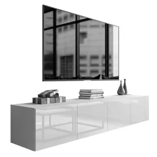 Lookway Tv-Lowboard, Weiß Hochglanz, Holzwerkstoff, Uni, Rechteckig, 200x36x40 cm, Wohnzimmer, Wohnwände, Lowboards, Lowboards stehend