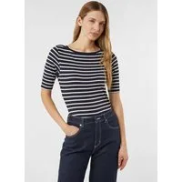 comma Kurzarmshirt T-Shirt Feminines Streifenshirt aus Viskosejersey