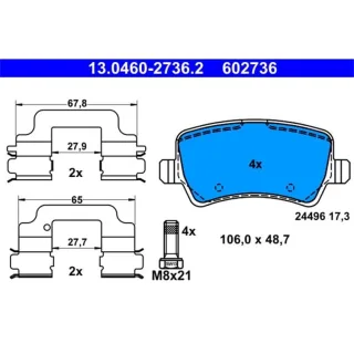 ATE Bremsbel?ge hinten Volvo S60 S80 V60 V70 Xc60 Xc70