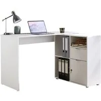 BMG Möbel Eckschreibtisch LENI (Schreibtischplatte mit Regal), Breite 110 cm, spiegelverkehrt montierbar, abschließbare Tür