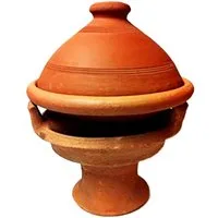 Marrakesch Orient & Mediterran Interior Dampfgartopf Marokkanische Tajine Tuareg mit Stövchen handgefertigt aus Ton 25 cm, Lehm (1-tlg), Handarbeit