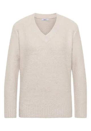 CECIL - Bouclé V-Neck Pullover grau - Gr. - XL