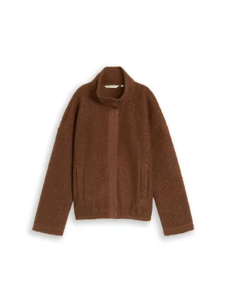 Tom Tailor - Teddy Sweatjacke mit Stehkragen new camel - Gr. - M