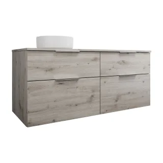 Burgbad Keramik Waschtisch-Set Eqio Eiche Dekor Silber/Alpinweiss, SGUW140LF6015C0001 SGUW140LF6015C0001