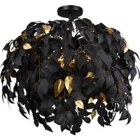 Reality Leuchten Deckenleuchte Leavy, ohne Leuchtmittel, warmweiß - kaltweiß, Deko Deckenlampe Blatt Design schwarz-gold, exkl 3xE14 max 28W, Ø 70cm