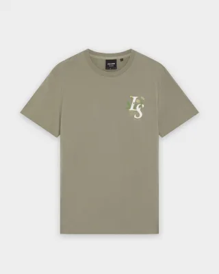 Grafisches T-Shirt in Salbeigrün