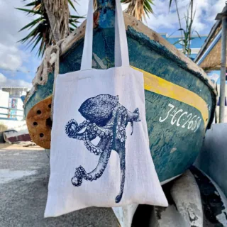Frohstoff LEINENTASCHE grau mit Oktopus