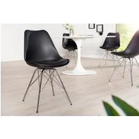 riess-ambiente Esszimmerstuhl SCANDINAVIA MEISTERSTÜCK schwarz / silber, Esszimmer · Kunstleder · Metall · Retro Design