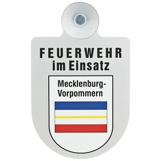 Alu Saugnapf Wappen Schild Feuerwehr im Einsatz mit Wappen Mecklenburg-Vorpommern