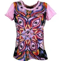 Guru-Shop T-Shirt Mirror Damen T-Shirt - Auge rosa Festival, Goa Style, alternative Bekleidung