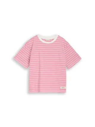 Denim Tom Tailor - Boxy Fit T-Shirt soft blush irregular stripe - Gr. - M