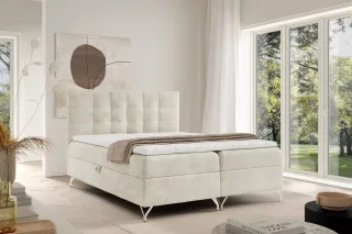 Boxspringbett Schlafzimmerbett CANDELA 160x200cm Stoff Coral Ecru
