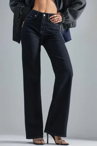 SQUALO Hochtaillierte Gerade Leg Jeans