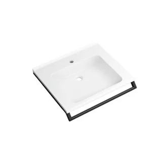 Hewi Mineralguss-Waschtisch 950.19.070DC 65x58cm, mit Haltegriff 65cm, weiß, schwarz tiefmatt