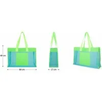 Giftcompany XL-Strandtasche Giftcompany - Mesh Tasche Strandtasche "Voyage" 60x40x17cm Blau Grün