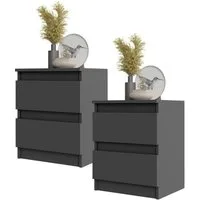 Furnica Nachttisch 2er-Set - BIG G - Nachtschrank mit 2 Schubladen H50cm B41cm T33cm (2er-Set)