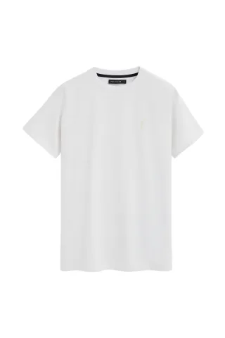 Kurzärmliges T-Shirt weiß mit gummiertem Rigby Go Logo