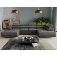 Sofnet Wohnlandschaft Caris U, mit Schlaffunktion und zwei Bettkästen, Ecksofa mit einstellbare Kopfstützen, Schlafsofa, U-form Couch