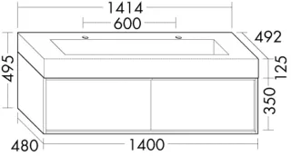 Burgbad Mineralguss-Waschtisch+Waschtischunterschrank Uomo Preisgruppe 2 Anthrazit Solid SHOJ141F7470C0001