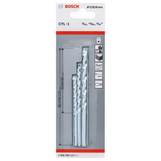 Bosch 3-tlg. CYL-1 Steinbohrer-Set, 5/6/8 mm. Für Bohrmaschinen/Schrauber - 2608590127