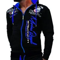 Jaylvis Collegejacke Herren Sweatjacke Sportjacke Joggingjacke mit lässiger Kapuze Marine Royal