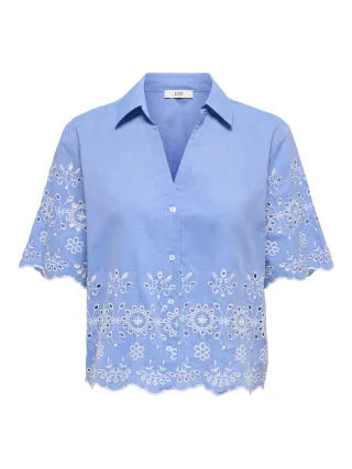 JDY - JDYMARINA 2/4 EMBROIDERY SHIRT WVN Blue Bonnet - Gr. - XL
