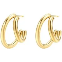 Hey Happiness Paar Creolen Edelstahl Damen Doppelt, 18K Roségold Vergoldet, Doppel Ohrringe Stecker rund offen, wasserfest