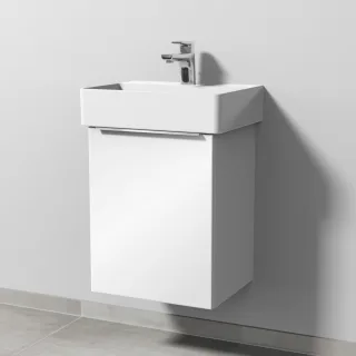 Sanipa 3way Waschtischunterbau zu Duravit Dura Square Waschtisch mit 1 Tür, Weiß-Glanz UF42478