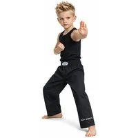 BAY-Sports Trainingshose Kampfsporthose ISRAELIX Krav Maga Karate SV Karatehose Kickboxhose 100 % Baumwolle, Schwarz, lockerer, weiter, bequemer Schnitt