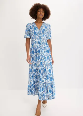 bonprix Jerseykleid aus softem Viskose-Mix, weiß, Gr.36/38 (S), feminines Jerseykleid in Midilänge aus softem Viskose-Mix, aus Viskose