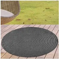 Carpetia Outdoorteppich Outdoor Designteppich Light Anthrazit rund modern wetterfest robust, Rund, Höhe: 5 mm