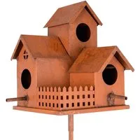 UNUS GARDEN Vogelhaus Vogelhaus aus Metall in Rostoptik mit Stab, Vogelhaus aus Metall, Gartendeko rost