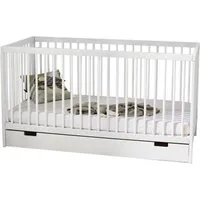 Kids Collective Kinderbett Babybett Gitterbett 60x120 und 70x140 cm höhenverstellbar, mit Schublade und Matratze weiß 70x140 cm von Geburt bis 6. Lebensjahr
