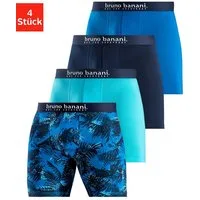 Bruno Banani Langer Boxer (Packung, 4-St., 4er-Pack) Langes Bein, Palmendruck und unifarben aus Baumwollmischung