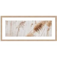 artissimo Bild mit Rahmen Gerahmtes Poster 70x30 cm / Wandbild modern / Wanddeko lang schmal, Natur und Gräser: Pampasgras in Beige Weiß
