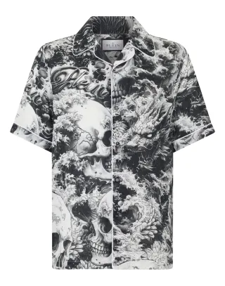Linen Bowling Shirt All-Over Ceramic