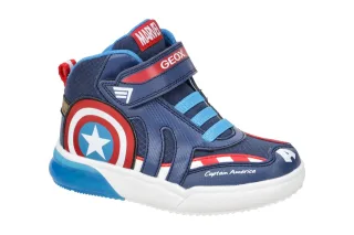 Geox J369YC Grayjay Boy Avengers Kinderschuhe blau/navy/red LED Blinker Klett