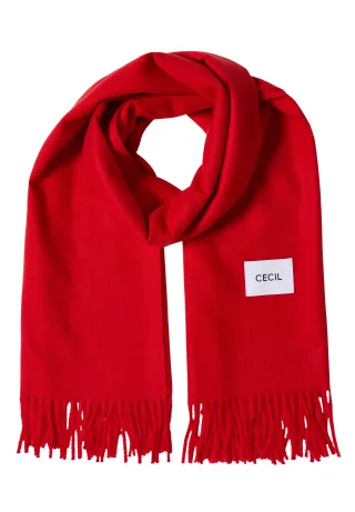 CECIL - Kuscheliger Schal mit Fransen flame red - Gr. - ONE SIZE