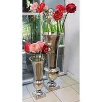 MichaelNoll Dekovase Vase Dekovase Alu Silber Bodenvase Kunstblumen - 52 cm oder 80 cm
