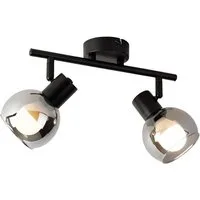 Qazqa LED Aufbaustrahler Vidro, Dimmbar, LED wechselbar, Extra-Warmweiß, QAZQA Aufbau­spot, e14, Schwarz, Glas, Art Deco