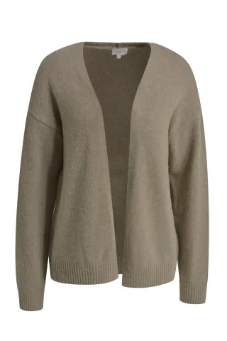 Milano Italy - Open Cardigan with oversized shoulders and 1/1 sleeves mink - Gr. - S