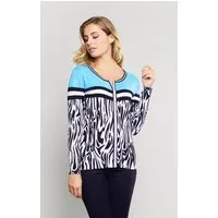 Passioni Cardigan mit Zebramuster mit Glitzersteinen