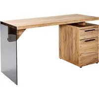 Jahnke Schreibtisch LUX C 140, wechselseitig montierbar, Seitenteil aus ESG Sicherheitsglas