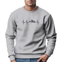 Neverless Sweatshirt Sweatshirt Herren Wandern Berge Herzschlag Outdoor Rundhals-Pullover