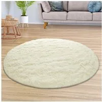 TT Home Teppich Diele, Esszimmer, Flur, Schlafzimmer, Wohnzimmer, Rund, Höhe: 37 mm, Teppich Wohnzimmer Hochflor Langflor Weich Soft Modernes Einfarbiges D