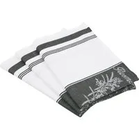 ROSS Geschirrtuch Exclusiv, (Set, 3-tlg), Mittelstreifen mit Kräutern, 50x70 cm