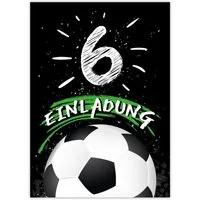 JUNAPACK Einladungskarten Fußball zum 6. Kindergeburtstag Jungen Einladungen Karten Fussball, Einladungskarten zum 6. Kindergeburtstag Fußball