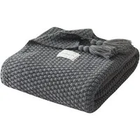 Wohndecke Kuscheldecke Gestrickte Strickdecke,Sofadecke,Tagesdecke, BTTO, Quasten,Weich,Warm,für Bett Sofa und Couch